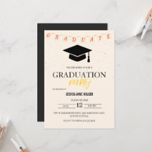 Convite de Festa de Formatura Elegante Dourado Edi