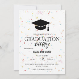 Convite de Festa de Formatura Elegante Dourado Edi