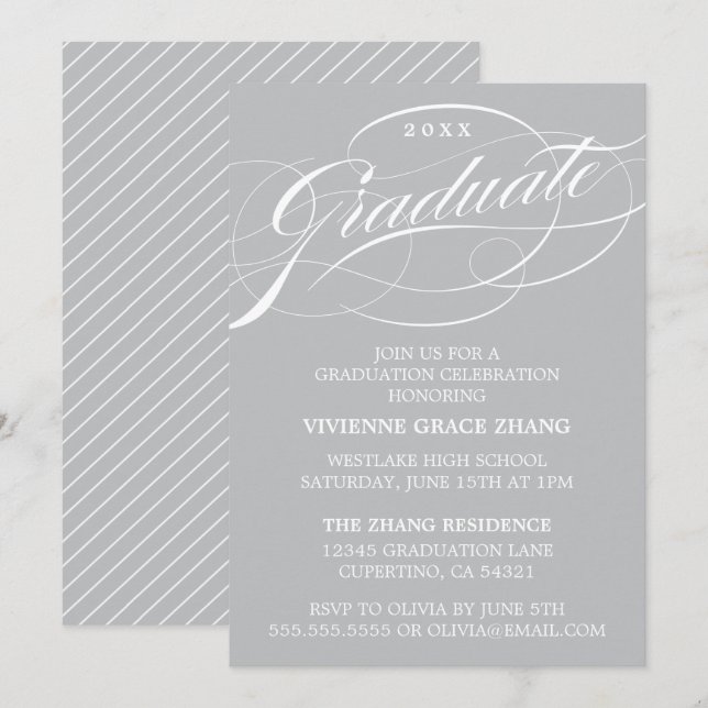 CONVITE DE FESTA DE FORMATURA ELEGANTE E COM ESTIL (Frente/Verso)