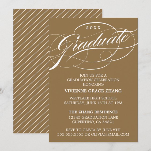 CONVITE DE FESTA DE FORMATURA ELEGANTE E COM ESTIL (Frente/Verso)