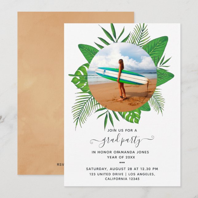 Convite de Festa de Formatura em Ilha Tropical Exó (Frente/Verso)