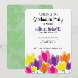 Convite de festa de formatura floral colorido mode