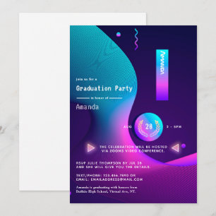 Convite de festa de formatura Geometric Glow