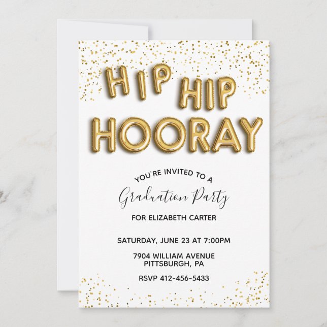 Convite de Festa de formatura Hip Hooray (Frente)