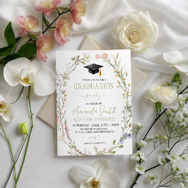Convite de Festa de Formatura Meadow Wildflower