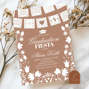 Convite de Festa de Formatura Mexicana Boho Brown 