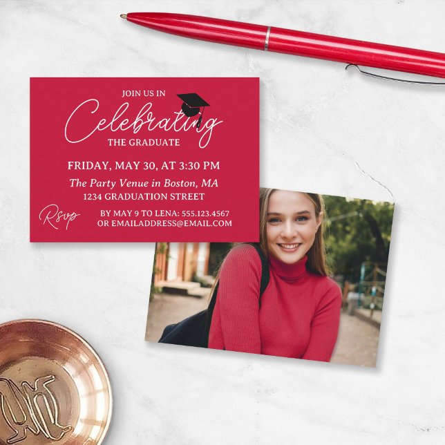 Convite de Festa de Formatura Miniatura Vermelho C (Criador carregado)