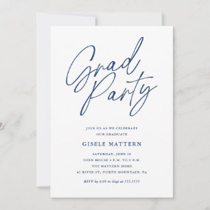 Convite de Festa de Formatura Minimalista Azul Mod