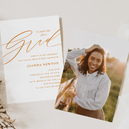 Convite de festa de formatura minimalista laranja