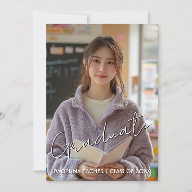 Convite de festa de formatura no cartão postal (Frente)