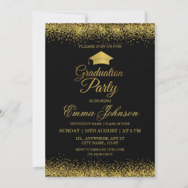 Convite de Festa de Formatura Preto e Dourado