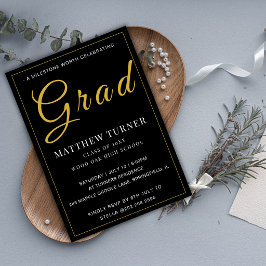 Convite de Festa de Formatura Preto e Dourado