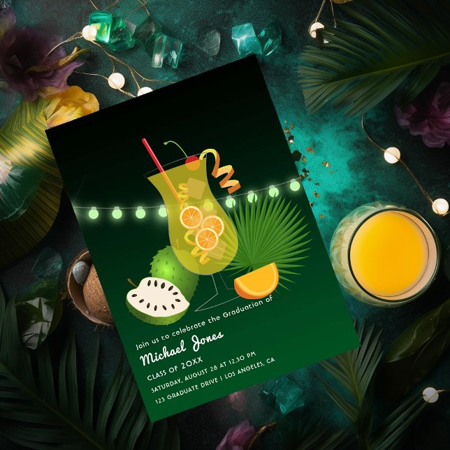 Convite de Festa de Formatura Tropical Cocktail (Criador carregado)