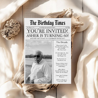 Convite de festa de foto de aniversário de 60 anos