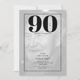 Convite de festa de foto de aniversário de 90 anos