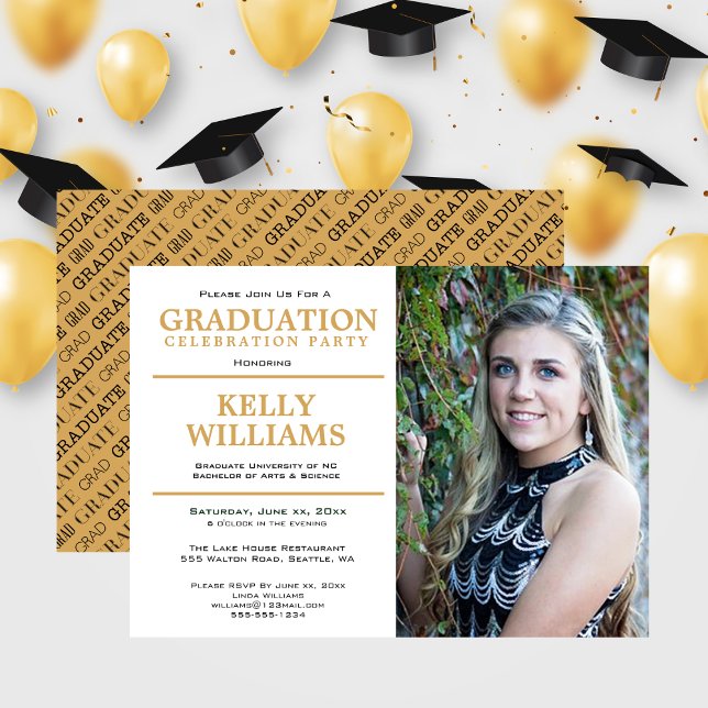 Convite de Festa de Fotos de Formatura (Graduation Photo Party Invitation)