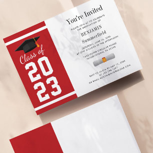 Convite de Festa de Graduação 2025 Vermelho Branco