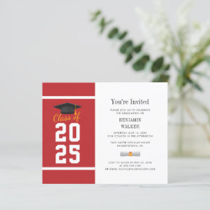 Convite de Festa de Graduação 2025 Vermelho Branco