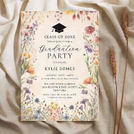 Convite de festa de graduação botânica de flores s
