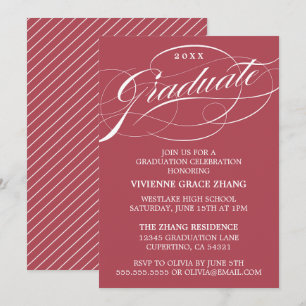 CONVITE DE FESTA DE GRADUAÇÃO COM ESCRITA ELEGANTE