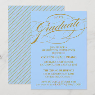 CONVITE DE FESTA DE GRADUAÇÃO COM ESCRITA ELEGANTE