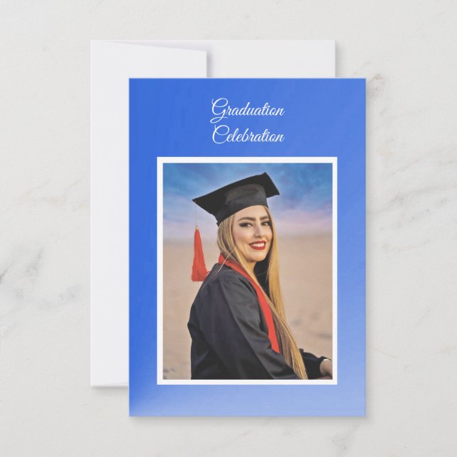 Convite de festa de graduação com gradiente azul m (Frente)