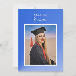 Convite de festa de graduação com gradiente azul m