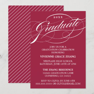 CONVITE DE FESTA DE GRADUAÇÃO COM LETRA ELEGANTE E