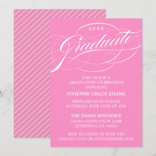 CONVITE DE FESTA DE GRADUAÇÃO COM LETRA ELEGANTE E
