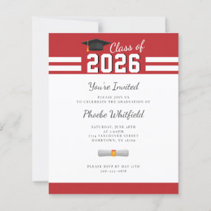 Convite de Festa de Graduação Vermelho Branco Grad