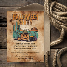 Convite de Festa de Halloween | Abóbora Western Vi