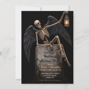 Convite de festa de Halloween adulto esqueleto vin