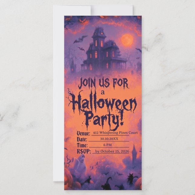 Convite de Festa de Halloween Assustador com Abóbo (Frente)