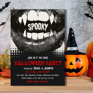 Convite de festa de Halloween assustador com presa