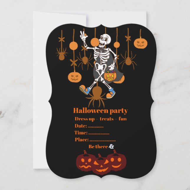 Convite de Festa de Halloween Assustador – Fofo &  (Frente)
