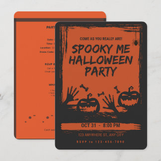 Convite de Festa de Halloween Assustador Laranja e