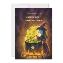 Convite de Festa de Halloween Caldeirão de Bruxa e