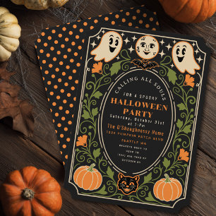 Convite de festa de Halloween com abóbora fantasma