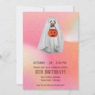 Convite de Festa de Halloween com Cachorro Fantasm