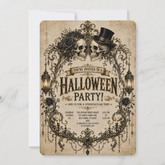 💀🕯️ Convite de Festa de Halloween com Caveira Gó