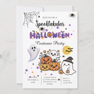 convite de festa de Halloween com caveiras e fanta