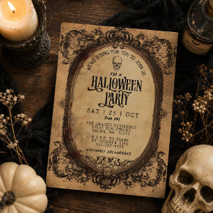 Convite de Festa de Halloween com Crânio em Moldur