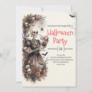 Convite de Festa de Halloween com Esqueleto de Dam