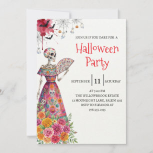 Convite de festa de Halloween com Esqueleto de Sen