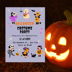 Convite de Festa de Halloween com Fantasia Fofa
