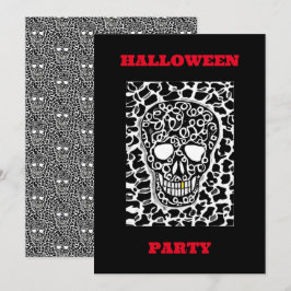 Convite de Festa de Halloween com Imagem de Caveir