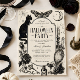 Convite de festa de Halloween com tema de antiguid