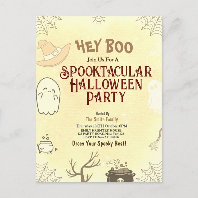 Convite de Festa de Halloween Cute Spooktacular  (Frente)