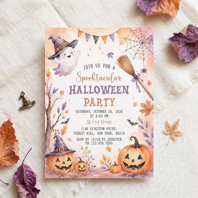 Convite de Festa de Halloween da Abóbora Assustado (Criador carregado)