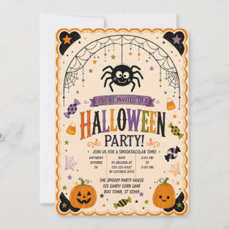 🕷️🎃 Convite de Festa de Halloween da Aranha Fofa